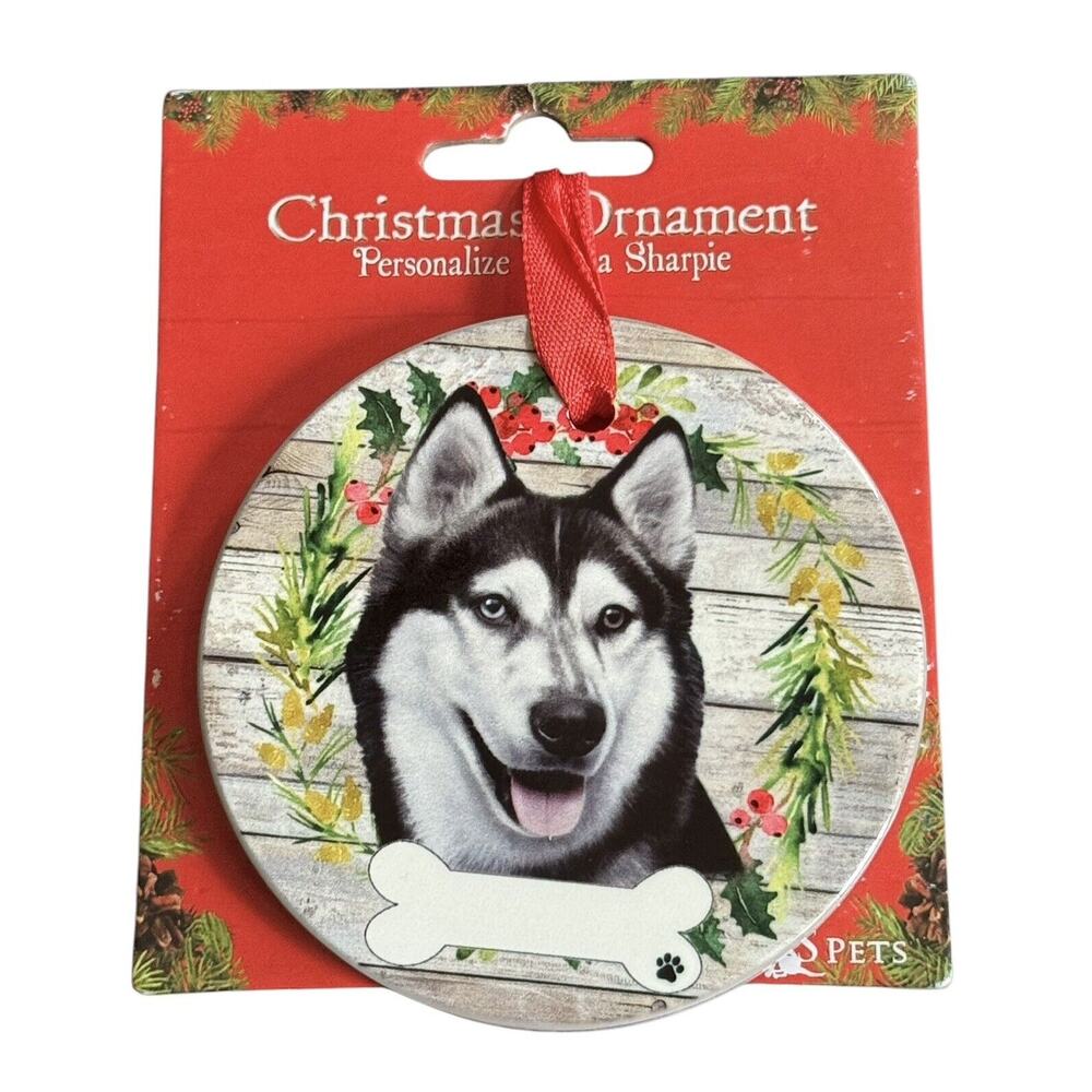Siberian Husky Christmas‎ Holiday Ornament E&S Pets Personalizable I Love My Dog